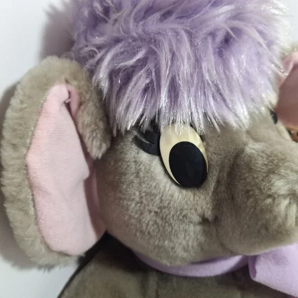 Disney Bianca Plush Mouse Purple Bow 16" Vintage 80s Made in Korea - Picture 6 of 16